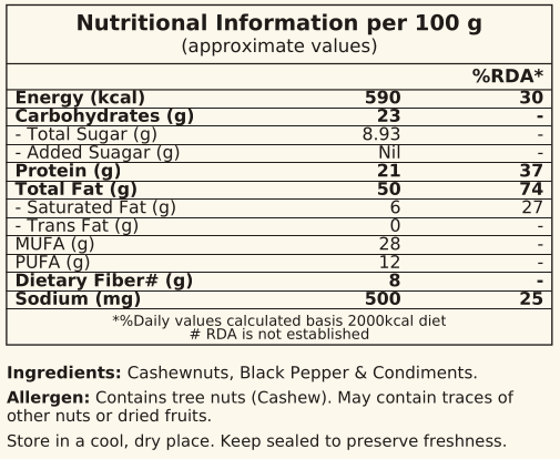 Black Pepper Roasted Cashew - 200g
