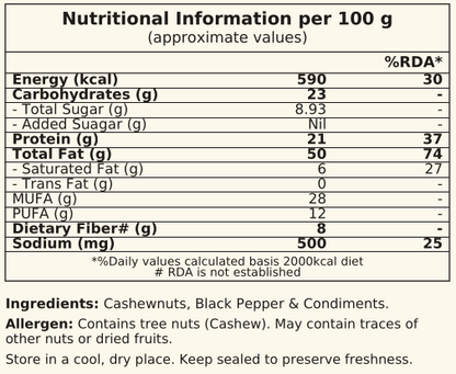 Black Pepper Roasted Cashew - 200g