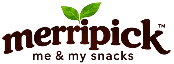 Merripick — me & my snacks, original logo with green leaf